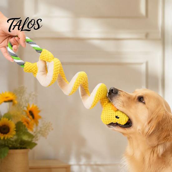Unzerstörbares Hundespielzeug für aggressive Kauer Quietschendes Spielzeug mit Zerrseil, Plüsch Tauziehen Spielzeug, Haltbares Seil Spiral Tier Interaktiv Klein