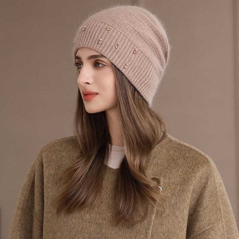 Królicze włosy dzianinowa torba czapka damska zimowa wiatr i zimno pulower wełna moda termiczna czapka