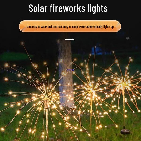 Waterproof Solar Fireworks String Lights for Outdoor Courtyard, Garden, or Lawn Decoration