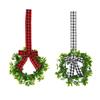 Mini Xmas Kitchen Cabinet Wreaths Small Xmas Artificial Wreaths with Plaid Bow for Door Window Wall