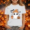 Kids' Halloween Printed Short Sleeve Neck T-Shirt, Loose Fit Top