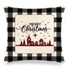 Christmas checkered pine theme Digital printing short plush pillow covers for car sofa office cushion cover home goods 60x60cm