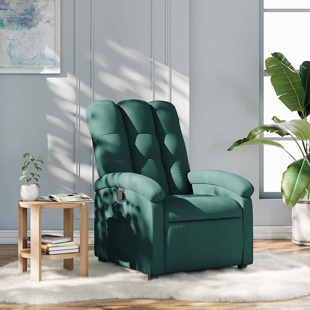 Recliner Chair Dark Green Fabric