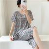 New cotton and silk pajamas women's summer thin two-piece set short-sleeved rayon cotton silk cute loose large size loungewear