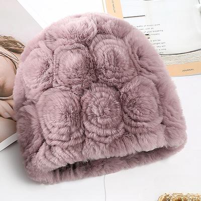 Rex Rabbit Hair Hat Female Autumn Winter Middle-aged and Elderly Mother Thickened Warm Fashion Grandmother Old Lady Mother-in-law Fur Hat