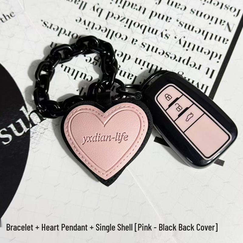 Toyota Car Key Cover - Suitable for Alphard, Corolla, Camry, Crown, RAV4 - Black/Pink