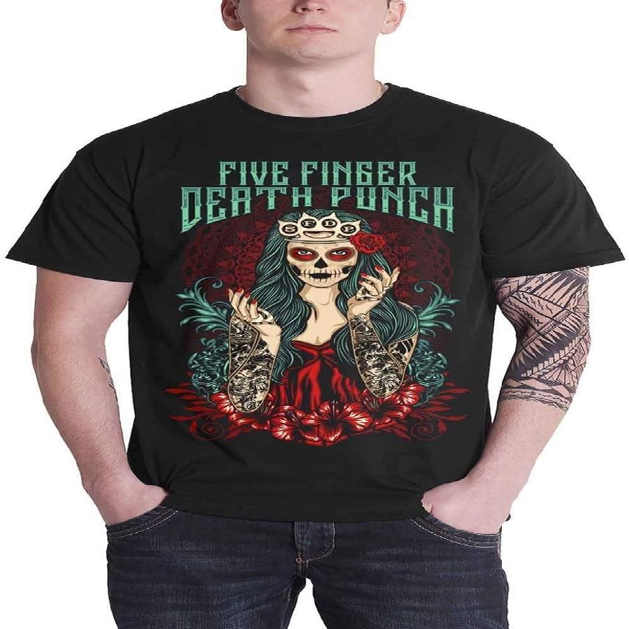 

Five Finger Death Punch T Shirt Lady Muerta Band Logo Official Mens Black Size L(1) XXXXXL чорний