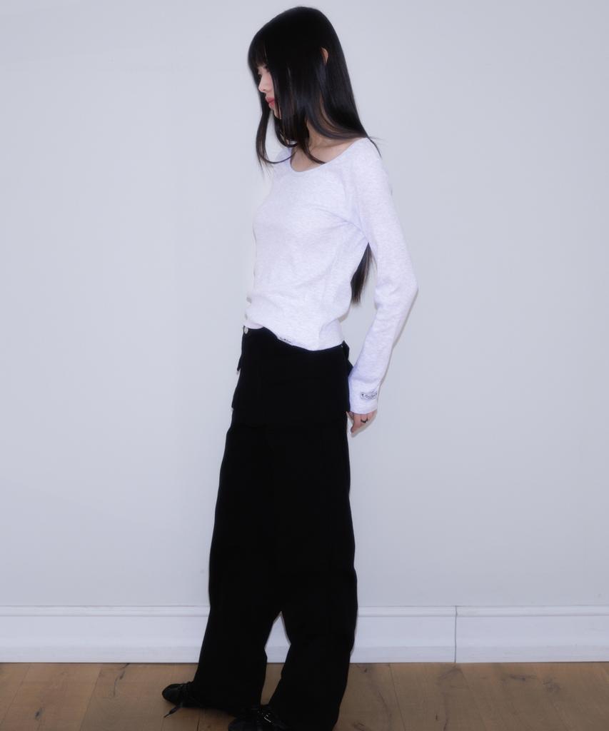 ROSEFRANTZ Essential Rose Label Long Sleeve [White Melange]