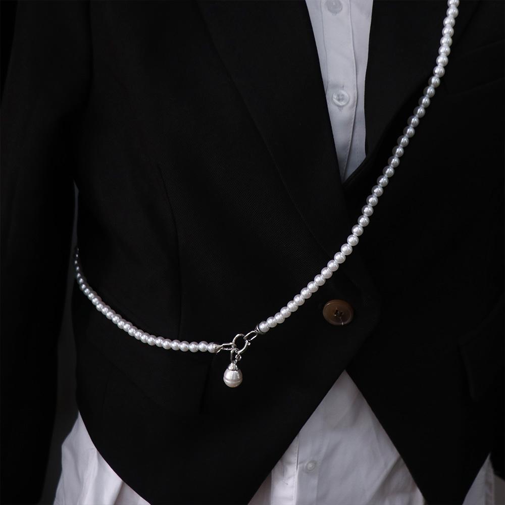 Retro Pearls Long Necklace Pearl Women Pearl Waist Chain Elegant Crossbody Strap Chain  Versatile