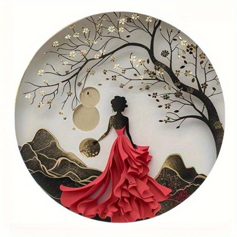 

2d Flat 20*20cm, Round Wooden Wall Sign, Anime Girl, Japanese Geisha Decorative, Wooden Wall Decorative, for Party, Wedding Decor. 20*20cm