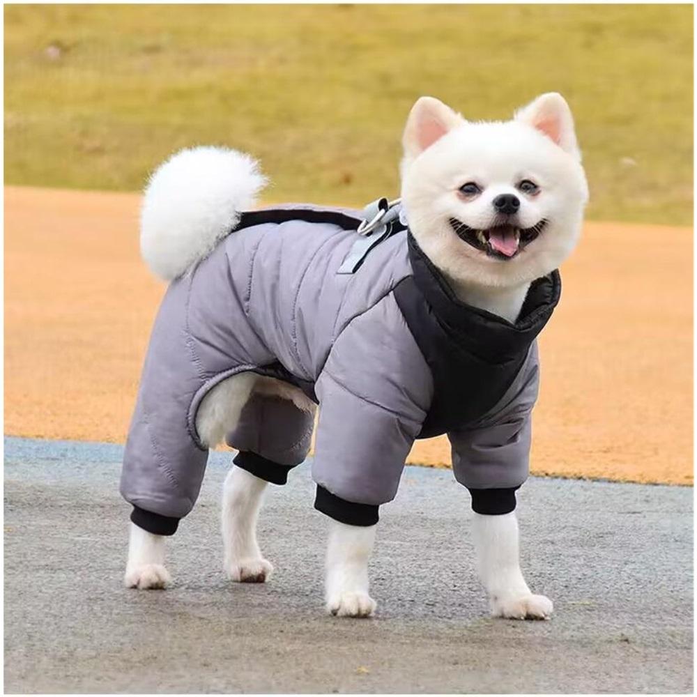 Winter Dog Coat Four-Legged Waterproof, Thickened Cotton Puppy Clothes with Reflective Strip, for Small Medium Large Dogs