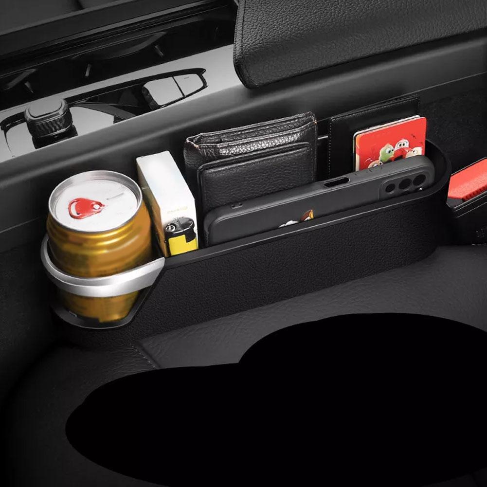 Auto-Sitzlückenfüller, Aufbewahrungsbox-Organizer mit Getränkehalter, ABS-Material, langlebig, effektive Lückenvermeidung