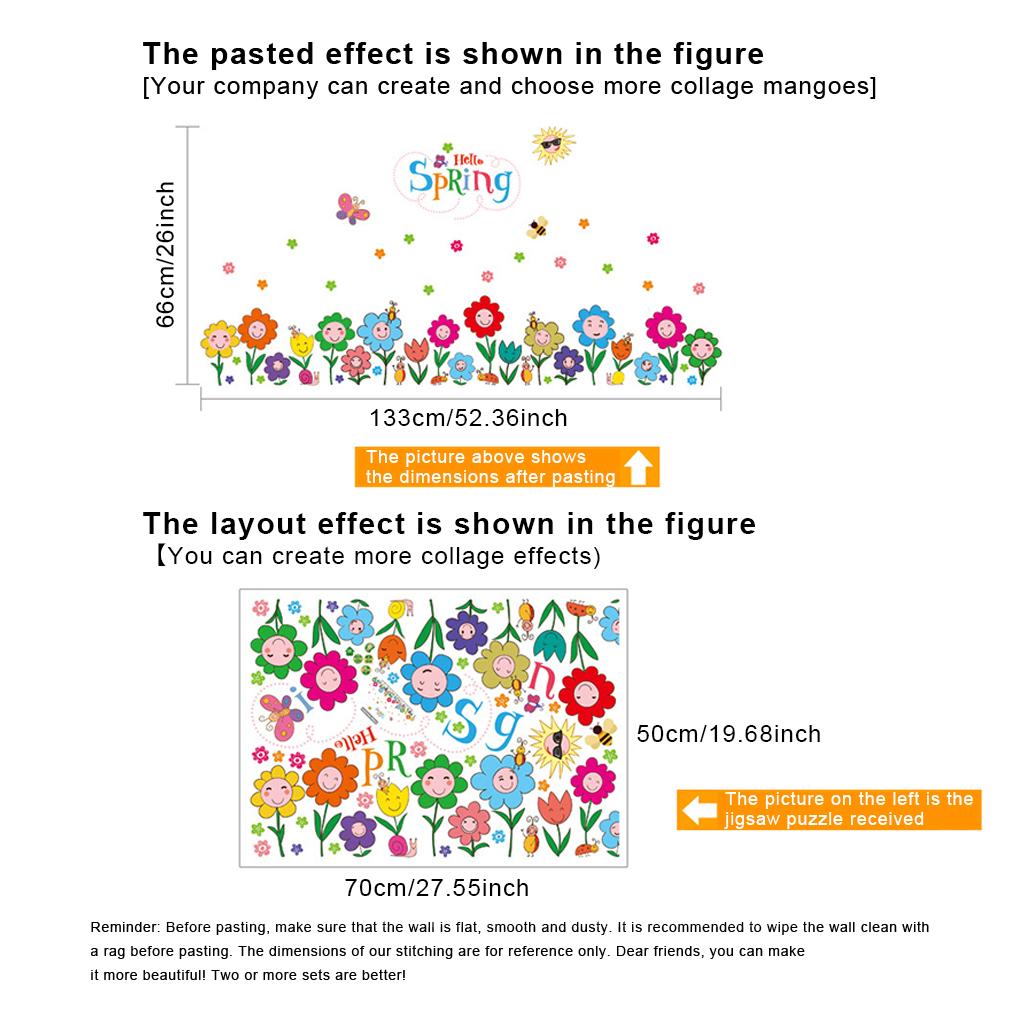 Stickers Removable Flowers Waterproof Wall Sticker Kids Cartoon Fashionable Convenient Wallpaper Decoration Home Decor