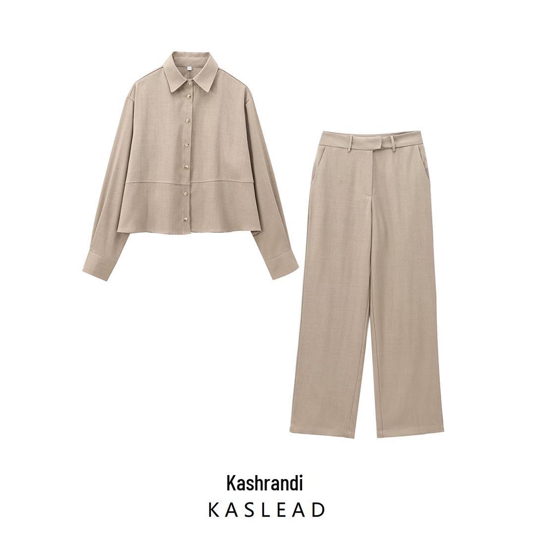 

Autumn 2024 Women s European & American Style Fashion Shirt Pants with Silk Thread Decoration Medium