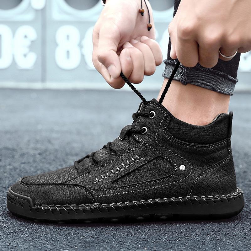 Men's Handmade Retro Leisure Shoes Large Size Casual Shoes Leather Rubber  Handmade Casual Shoes Winter Boots