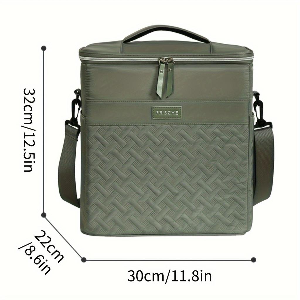 Polyester Insulated Picnic Bag For Camping - Leakproof Shoulder Cooler Tote, Large Capacity Thermal Lunch Bag