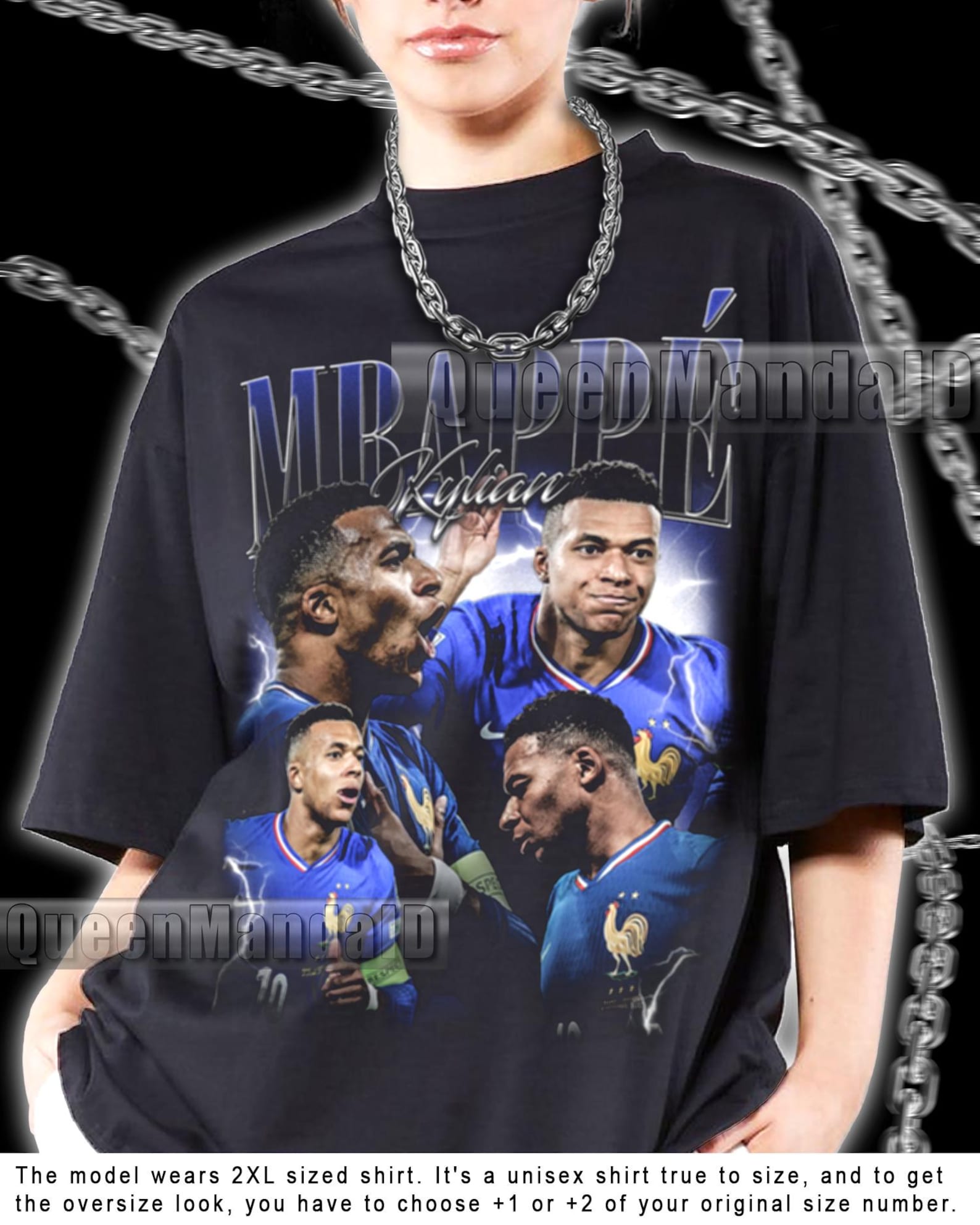 Kylian Mbappe 90s Retro Soccer Fan T-Shirt, Unisex Bootleg Style Tee KUS61 3XL