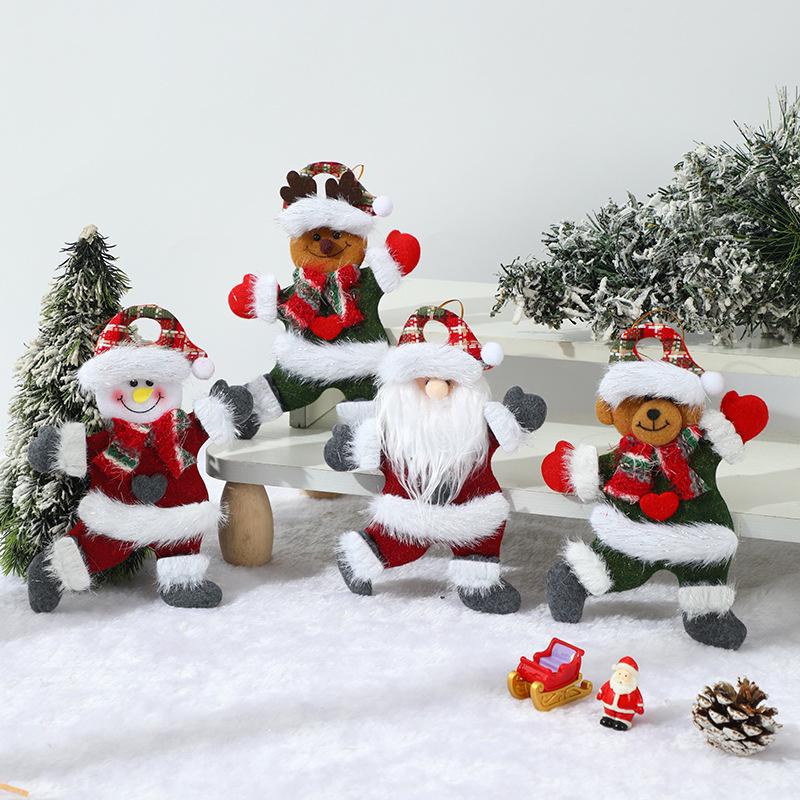 Dancing Christmas Figurines: Snowman, Reindeer, Bear & Old Man Plush Ornaments