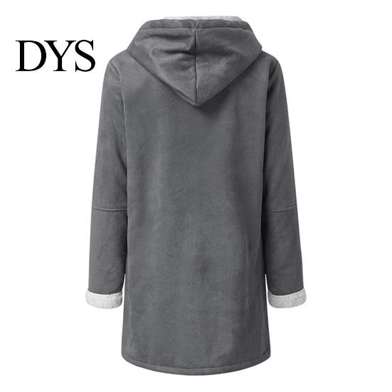 Autumn Coat Lady Winter with Hood And Pockets Thickened Fleece-lined Faux Suede Outerwear Mid Length Thermal Jacket Long Sleeve Outdoor Casual