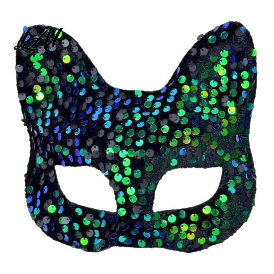 Lightweight Eye Masque for Theme Parties Cat Masquerade Masque Sparkly Sequins/Velvet/Black Half Face Stylish Costume Events Women Men Halloween