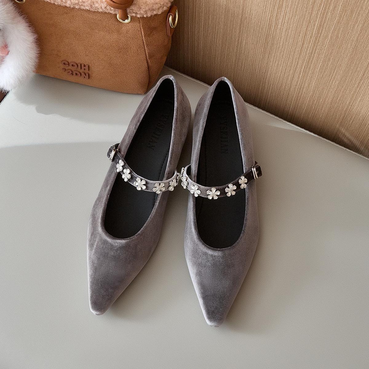 

Fashion Height Increaed High Heels Within 5cm Pointed Toe Women s 2025 New French Retro Shallow Mouth Mary Jane Shoes 34 серый