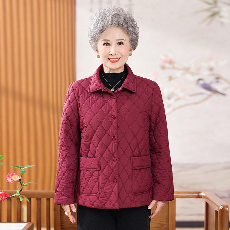 Mom's 2025 Lightweight Autumn-Winter Cotton Jacket for Middle-Aged & Elderly Women - Warm, Thin, Small Cotton Coat for Grandma
