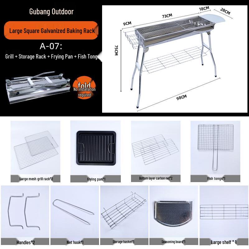 Large Portable Stainless Steel Charcoal BBQ Grill for Outdoor Picnics and Home Use