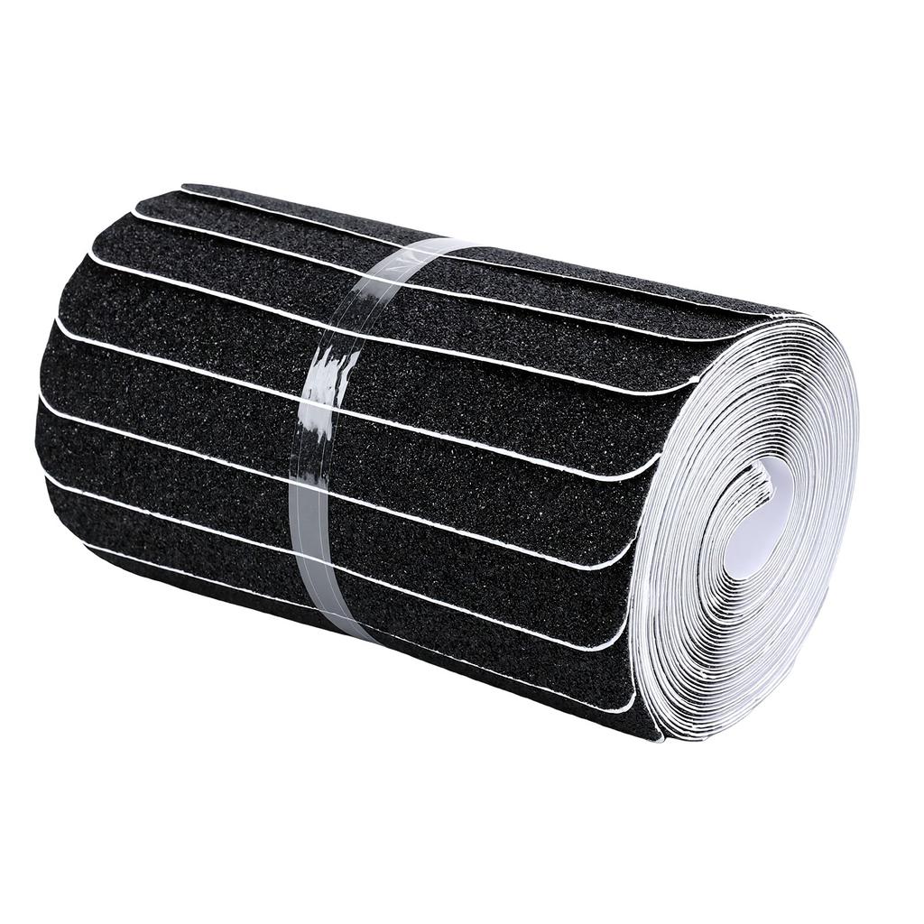 12PCS Stair Anti Slip Tape 15cm X 61cm Pre Cut PVC Non Skid Tread 60 Grit for Concrete Metal Tile Black