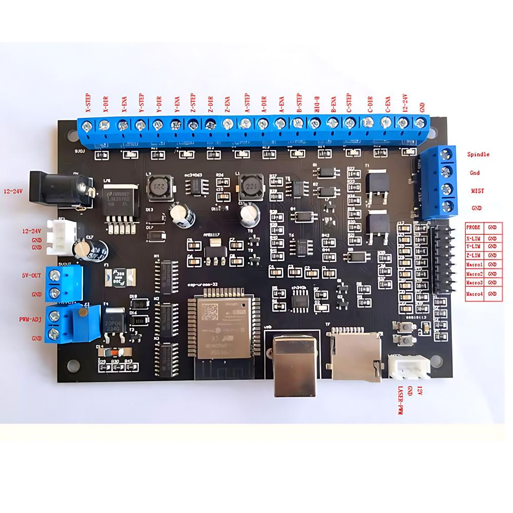 CNC GRBL 6 Axis Breakout Board Control Panel USB Motion Card ESP32 WiFi 32Bit CPU Similar Mach3 Router Controller DIY Parts