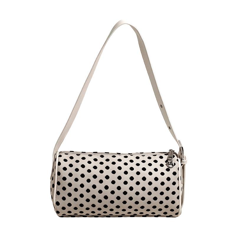 High-value shoulder bag women's black and white polka dot rectangular adjustable versatile commuter messenger bag versatile underarm bag