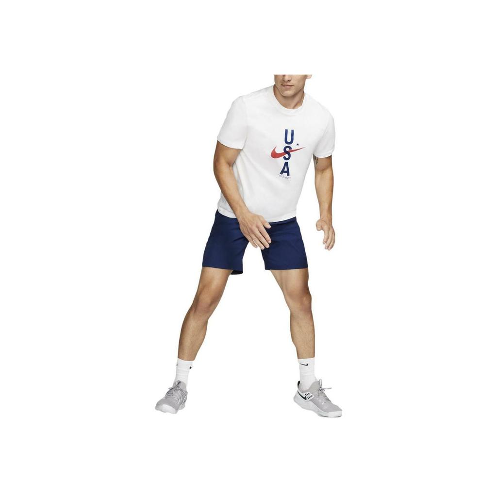 Nike Dri-Fit Logo Print Crew Neck Short Sleeve T-Shirt Men Tops White CK0455-100