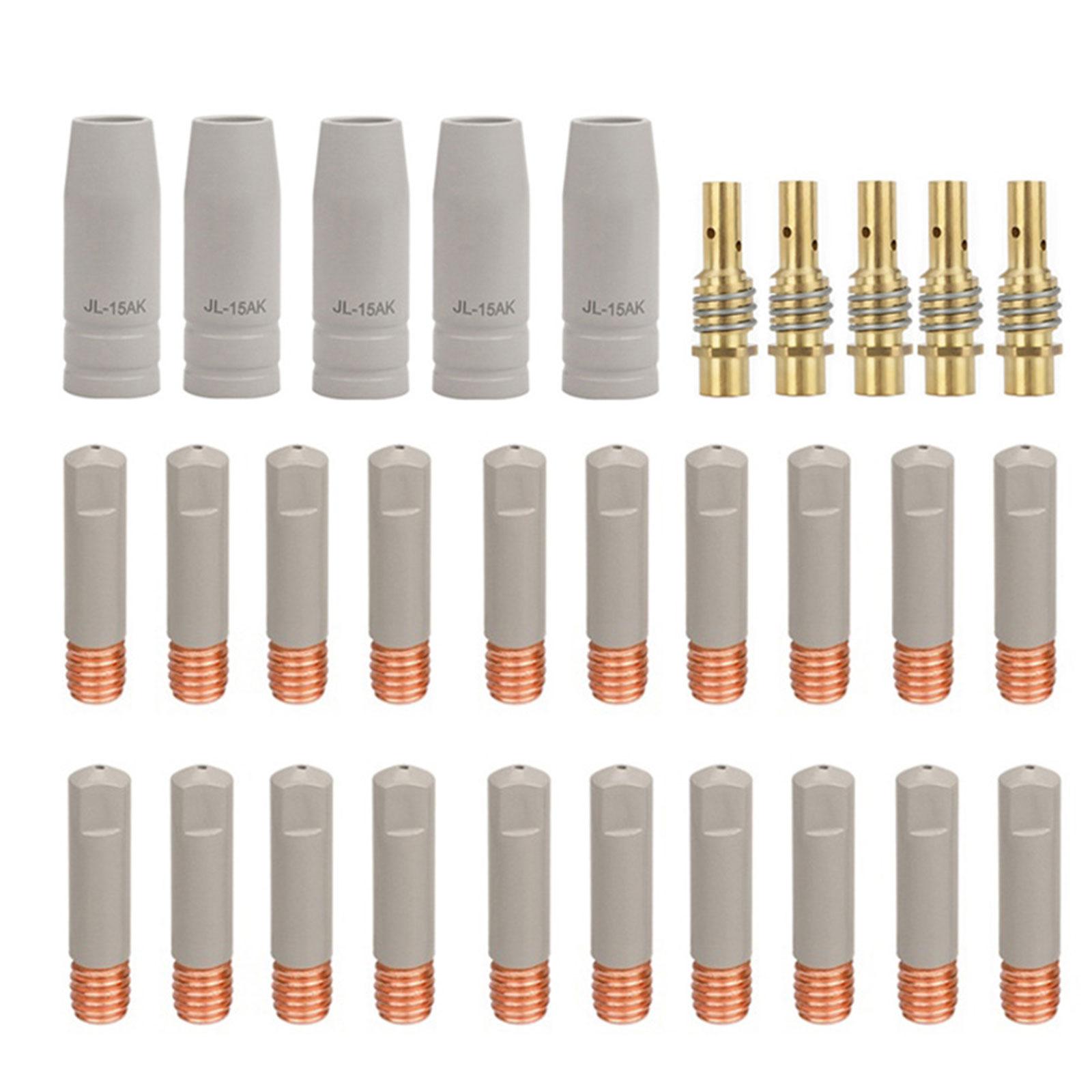 

Упаковка из 30 металлических сопел для сварочной горелки MIG с конструкцией для отвода тепла и прочным покрытием для совместимости с TIG 15AK MAG C