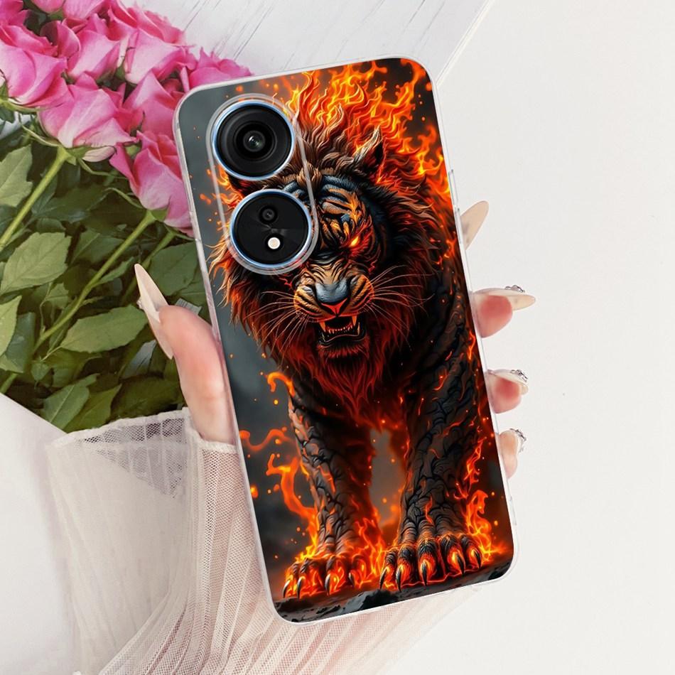For OPPO Reno8 T 5G CPH2505 / Reno8 T CPH2481 (Reno 8T 4G) Cool Dragon Tiger Pattern Phone Case Soft Silicone TPU Cases