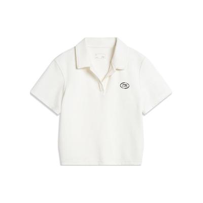 Série Estilo de Vida Esportivo Li Ning Camisa Polo Casual Feminina Tops Off-White APLU088-1