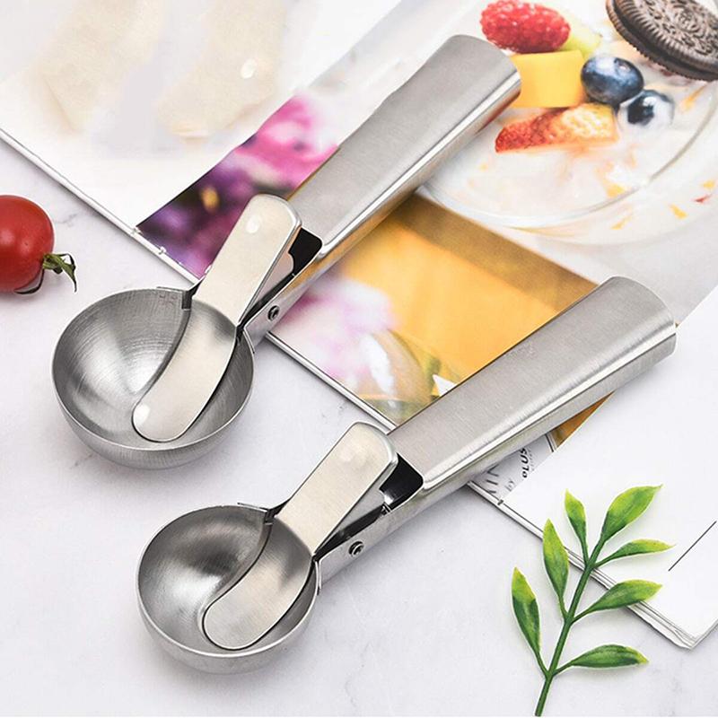 Stainless Steel Ice Cream Spoon Ball Digger Multifunctional Elastic Type Fruit Spoon Watermelon Household Kitchen Tools TMZ