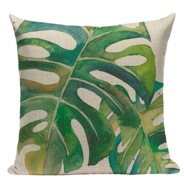 Tropical Plants Palm Tree Printed Decorative Throw Pillow Cushion Cover Case Green Leaf Leaves Cushion Case For Sofa Home