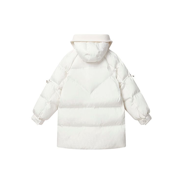 Fila Emerald Solid Color Loose Fit Hooded Warm Down Jacket Women Outerwear Milk-White F11W244907F-IV