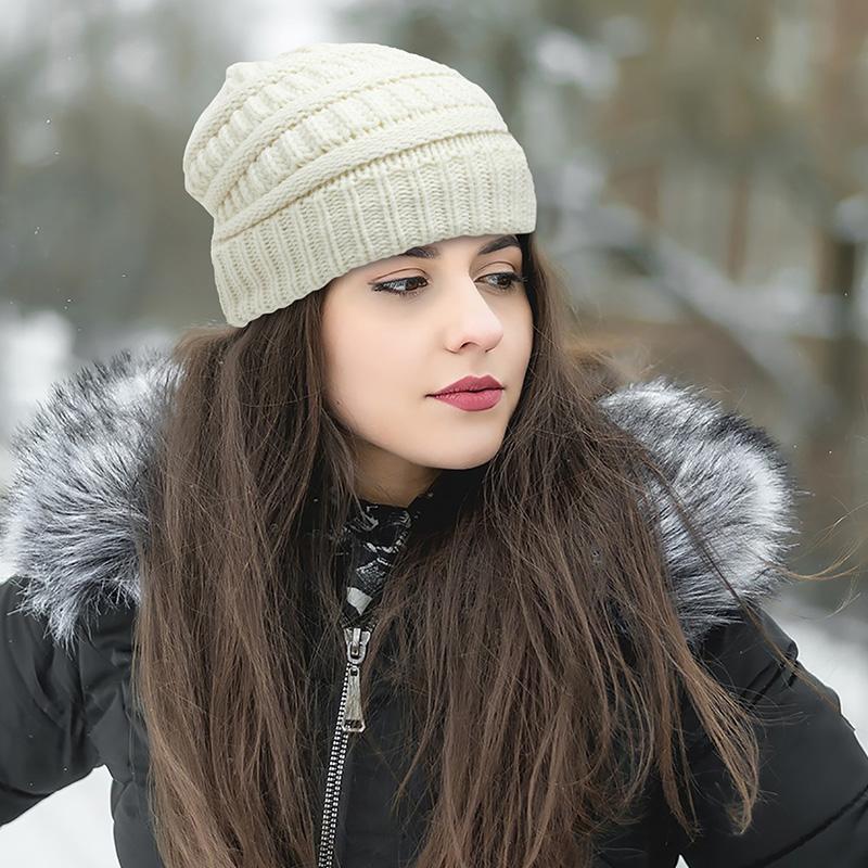 Buy Women Thick Beanie Cap Knitted Hat 