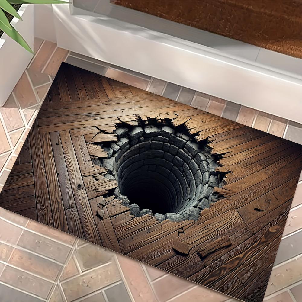 

Напольные коврики из фланели с 3D-рисунком в виде колодца с отверстиями, с противоскользящей функцией, подходят для прихожих, ковриков для ванной 40x60cm