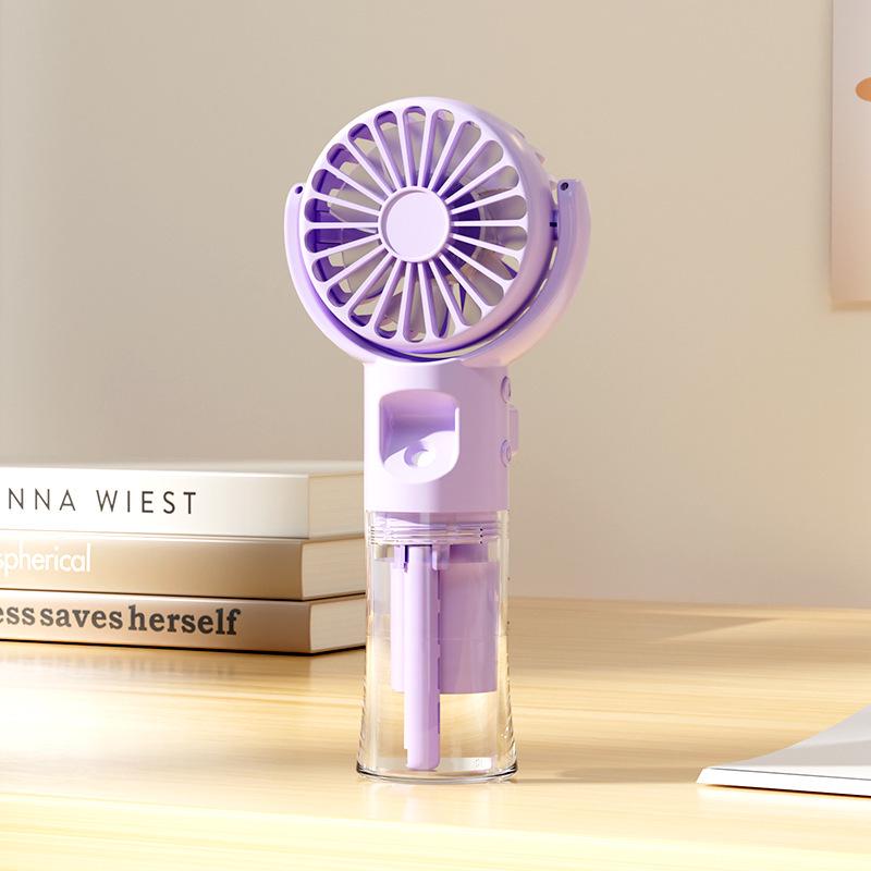 2025 New USB Rechargeable Handheld Spray Fan with Phone Holder & Outdoor Cooling Feature Handheld Spray Fan