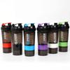 500ml Sportwasserbecher Dreischichtig Große Kapazität Kunststoff Rührbecher Fitness Protein Pulver Shake Shake Wasserflaschen