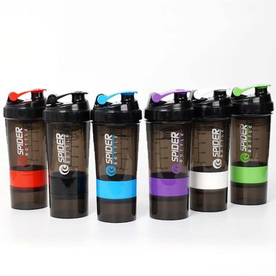 500ml Sports Water Cup Three Layers  Large Capacity Plastic Stir Cup Fitness Protein Powder Shake Shake Water Bottles
