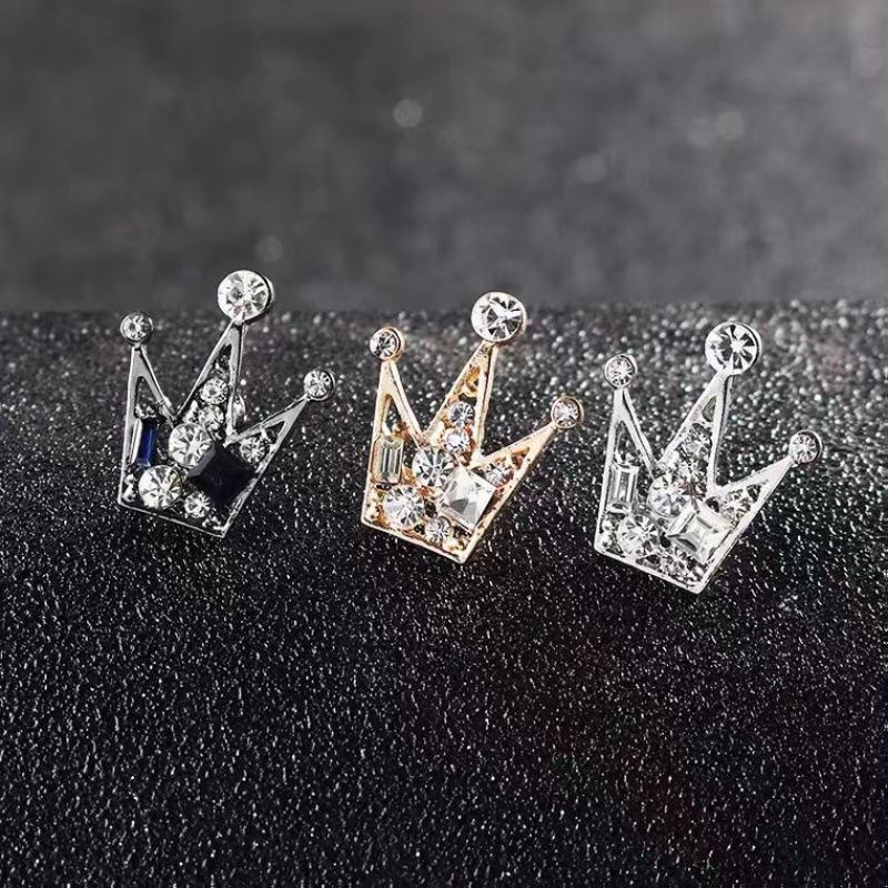 Zhang Songwen Inspired Crystal Brooch: Men's Crown Collar Pin & Shirt Ornament