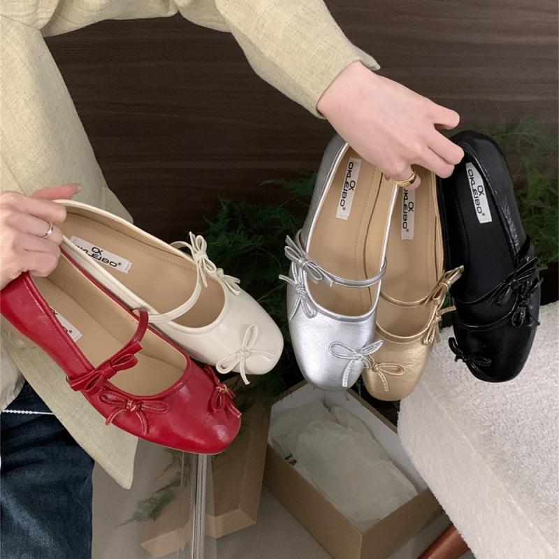 Sanfte Abendbrise mit Rock Mary Jane Schuhe Mädchen 2025 neu Nische Schleife Ballerinas Fee Einzelne Schuhe