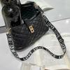 Embroidered rhombus buckle shoulder messenger women's bag, a new versatile light luxury Kelly bag