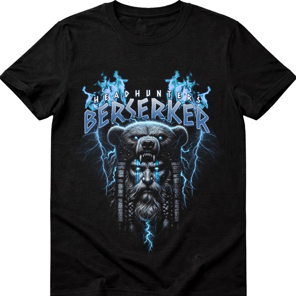Berserker Viking TShirt Head Hunter Warrior Bear Nordic Mythology Unisex