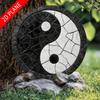 Pedra de Passagem Redonda Tai Chi 2D Plana Resina 8 Polegadas Preto Branco Decoração de Jardim Arte de Parede Externa
