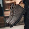 Men Leather Ankle Boots Lace Up Work Boots Durable Non Slip Soles Retro Casual Motorcycle Boots Suitable for Autumn Winter Wear
