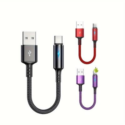Tkaný datový kabel pro rychlé nabíjení Apple Android Type-C, 25 cm krátký kabel, vyhrazený nabíjecí kabel pro powerbanku