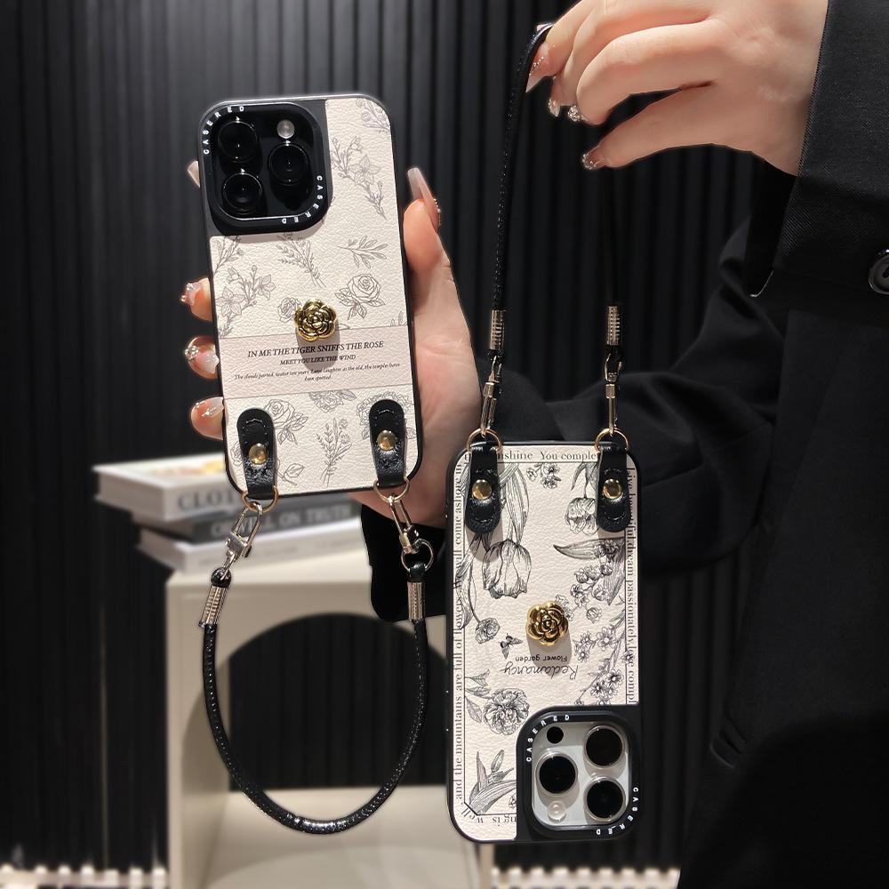 Applicable to Apple 16/17Promax lanyard mobile phone case iPhone12/13/14/15 oblique span anti-drop protective case